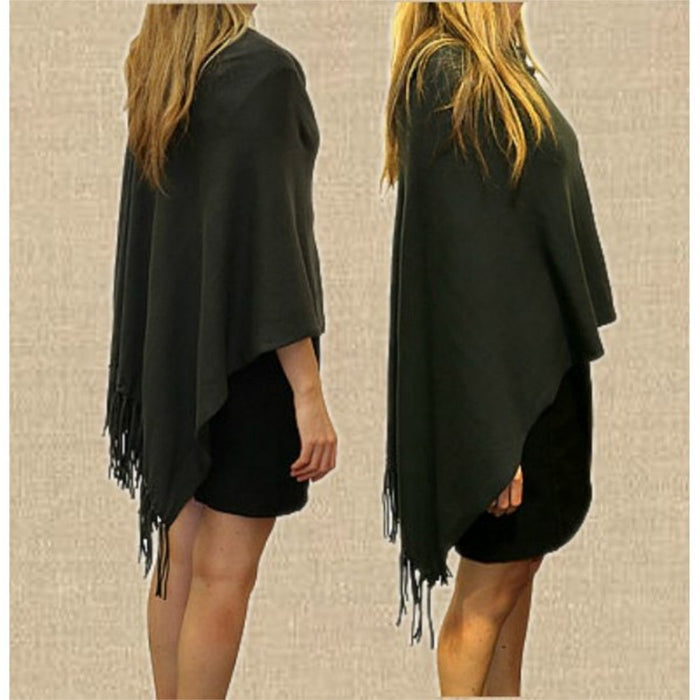 Cotton Fringed Poncho - The Furniture Store & The Bed Shop